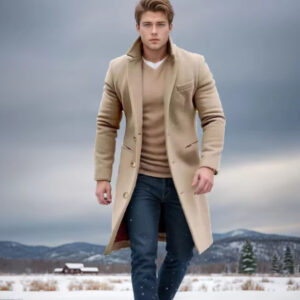 Men’s Mid-Length Wool Trench Coat
